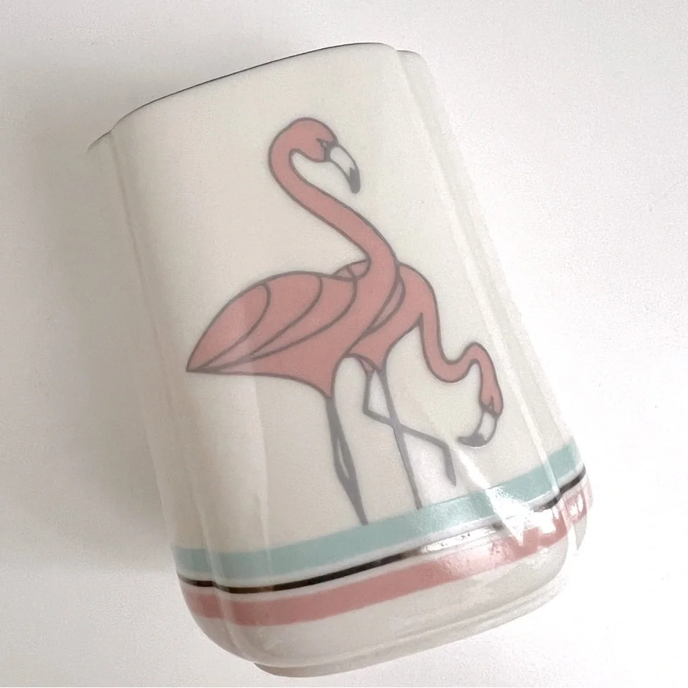 Vintage 1980’s Saturday Knight, Ltd. Pink Flamingos Ceramic Toothbrush H…